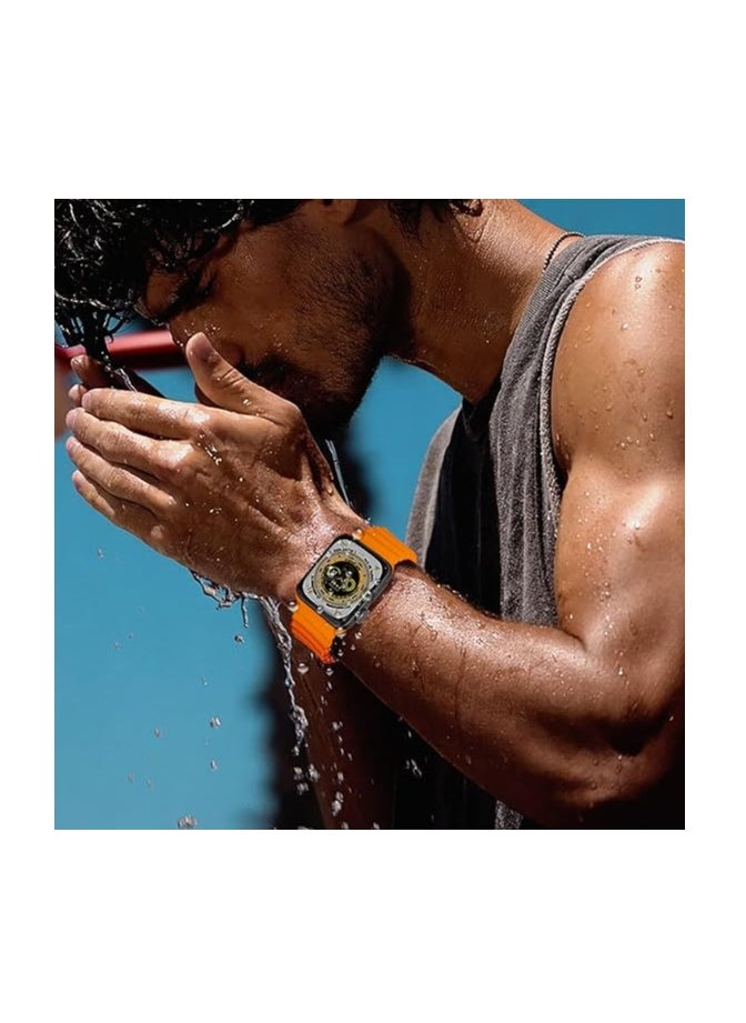 ten.tech - Ten Tech Silicone Band for Apple Watch 41mm 40mm 38mm, Waterproof Soft Silicone Sports Band for iWatch SE 8/7/6/5/4/3/2/1, - orange - Image 1
