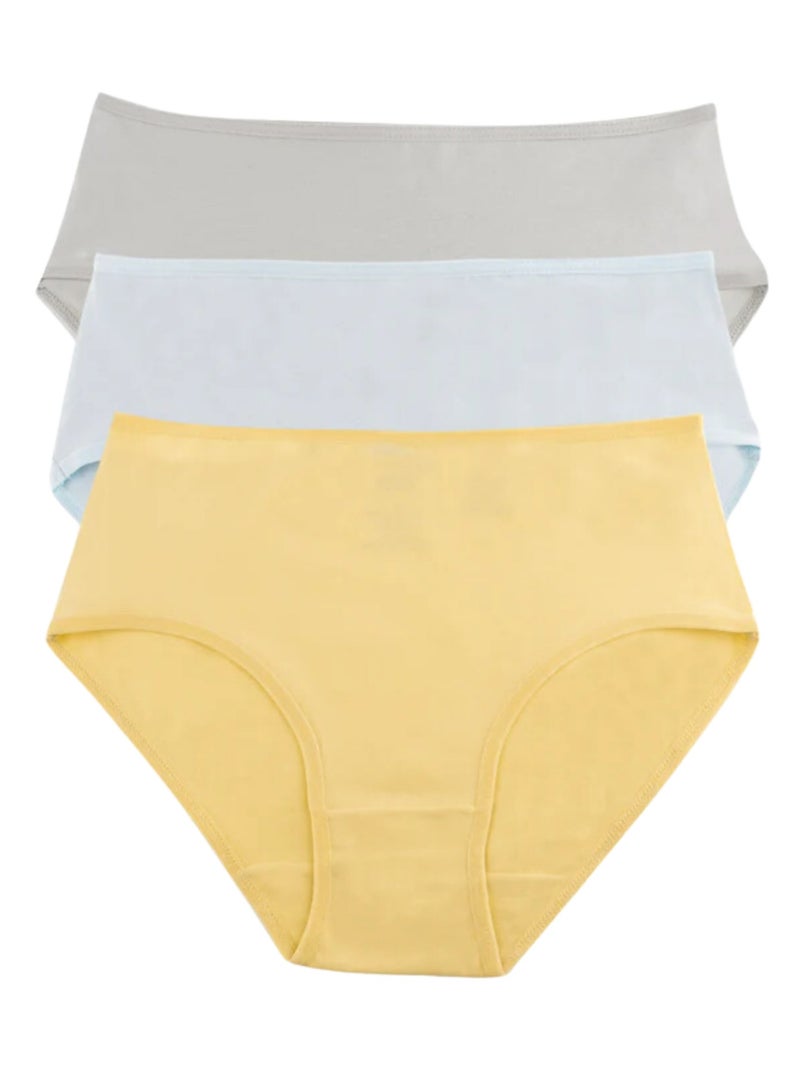 Milk Pack Of 3 Plain Color Cotton Midi Panties Underwear For Women  - Image 3