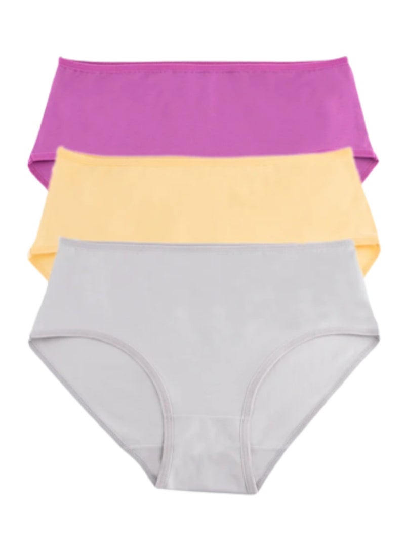Milk Pack Of 3 Plain Color Cotton Midi Panties Underwear For Women  - Image 2