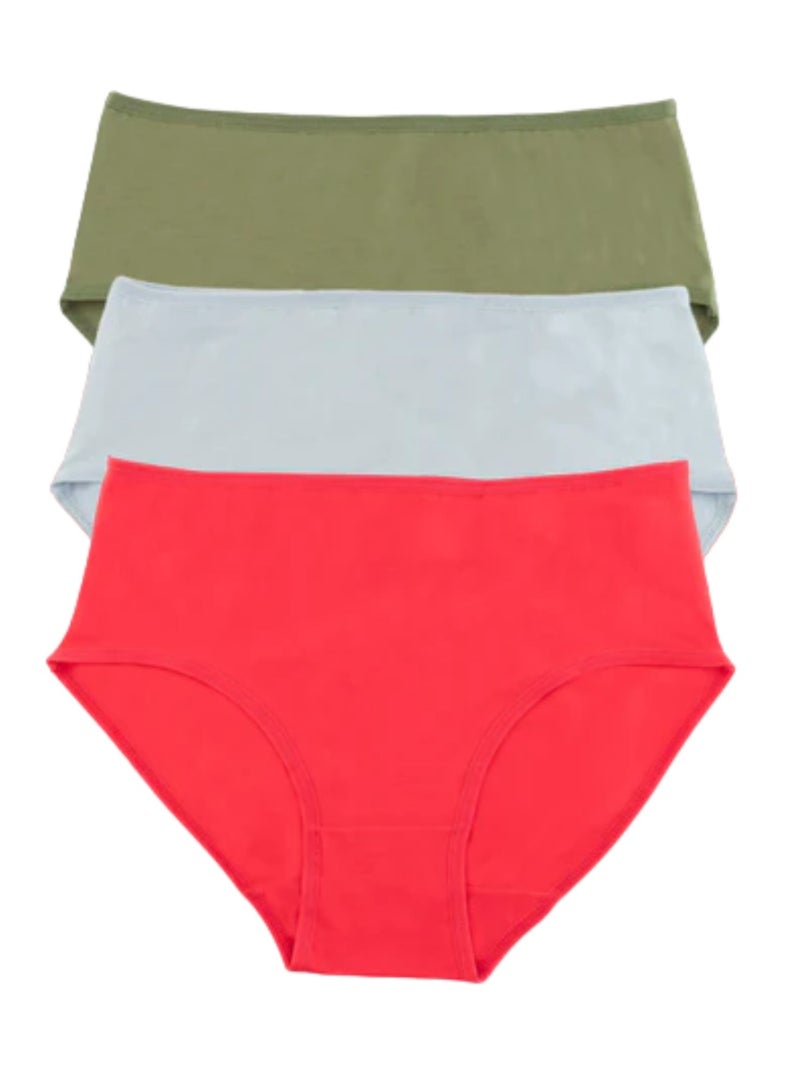 Milk Pack Of 3 Plain Color Cotton Midi Panties Underwear For Women  - Image 4