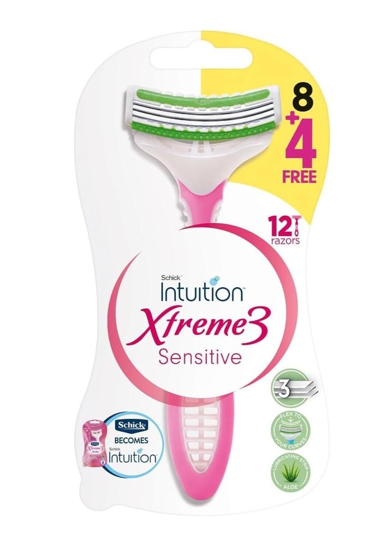schick Schick Intuition Xtreme 3 Sensitive Disposal Razor for Men 12-Pieces  - Image 1