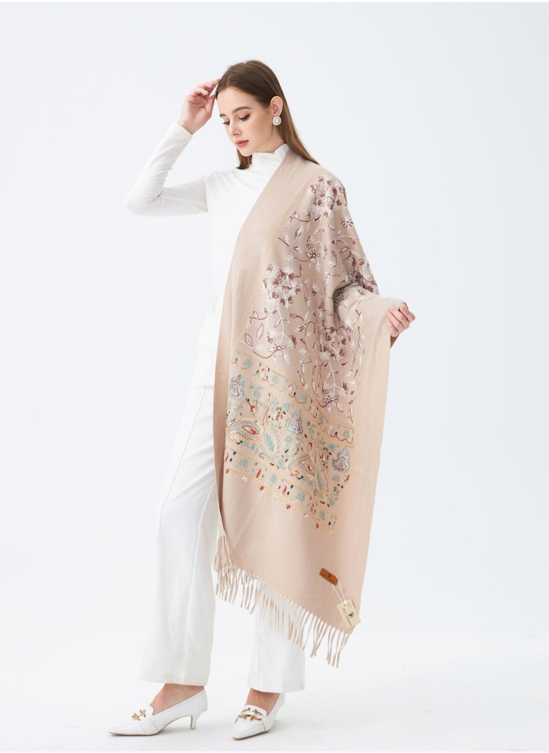 Sky cashmere - Embroidered Shawl - Image 1