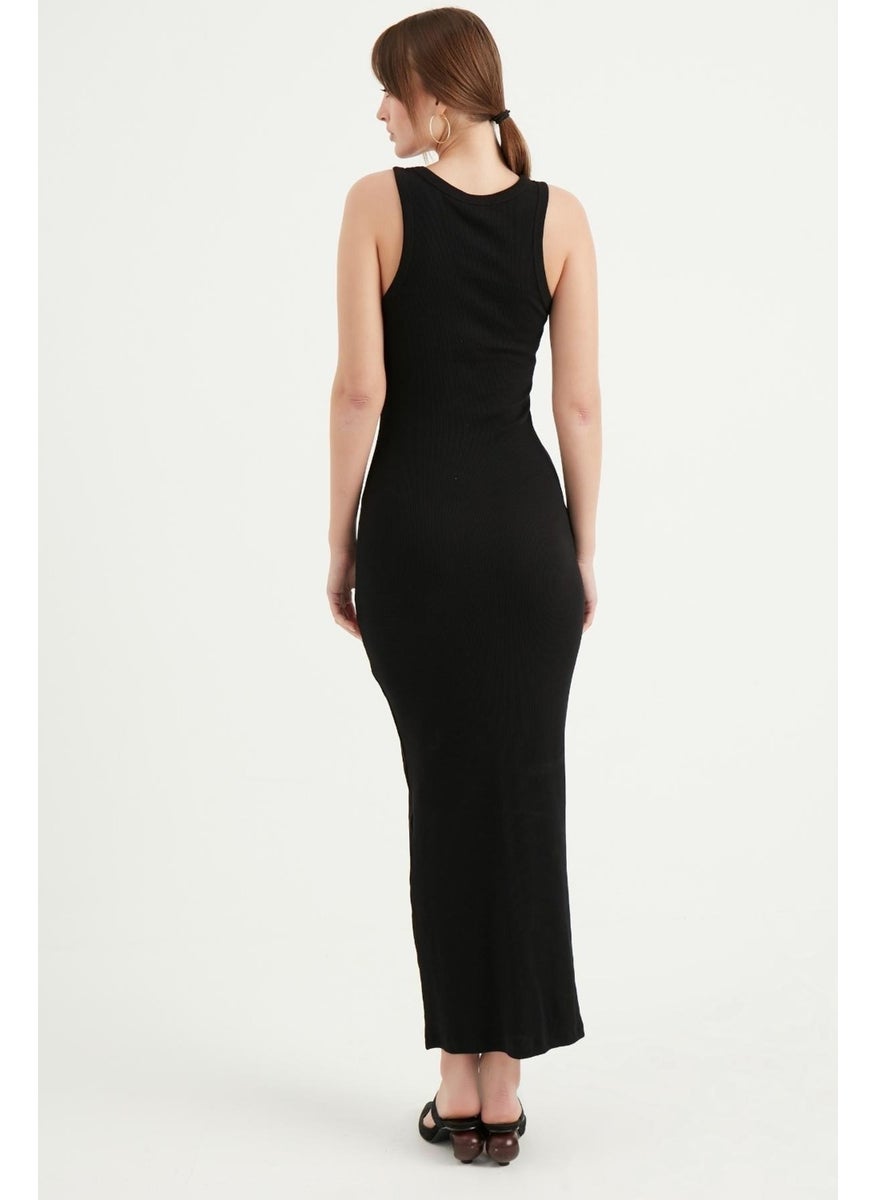Tena Women's Black Halter Neck Long Camisole Basic Dress  - Image 4