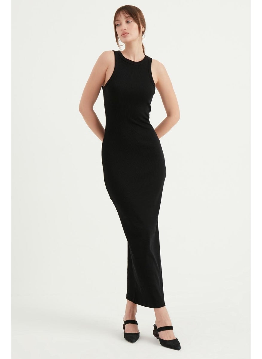 Tena Women's Black Halter Neck Long Camisole Basic Dress  - Image 1
