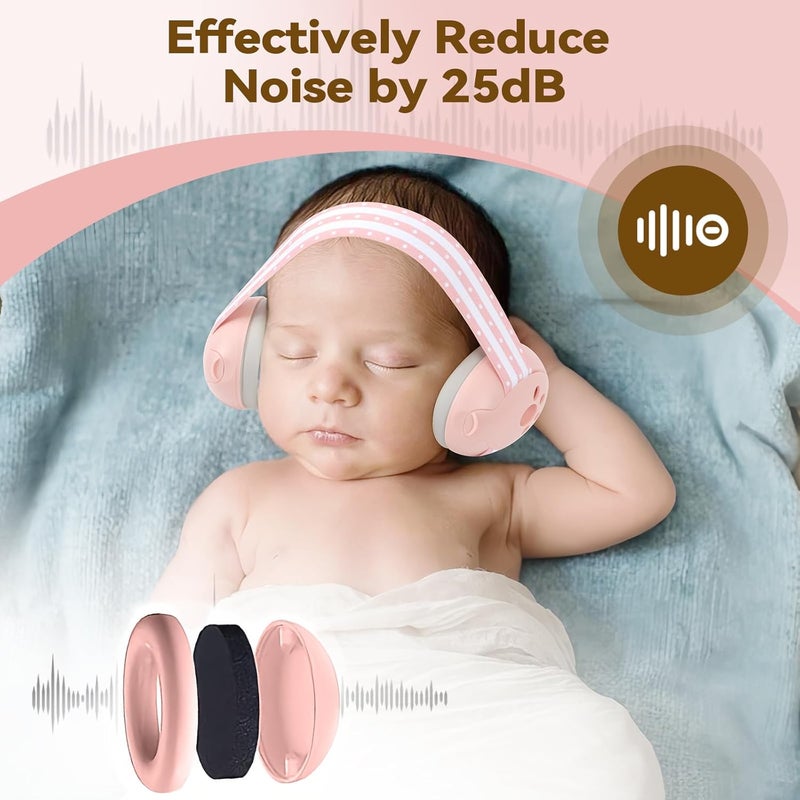 DITHIN Store Baby Ear Muffs Noise Protection, 2-In-1 Baby Noise Cancelling Headphones for 0-48 Months Infants Toddlers, Travel Essentials for Airplane Fireworks Sleeping Pink - Image 3