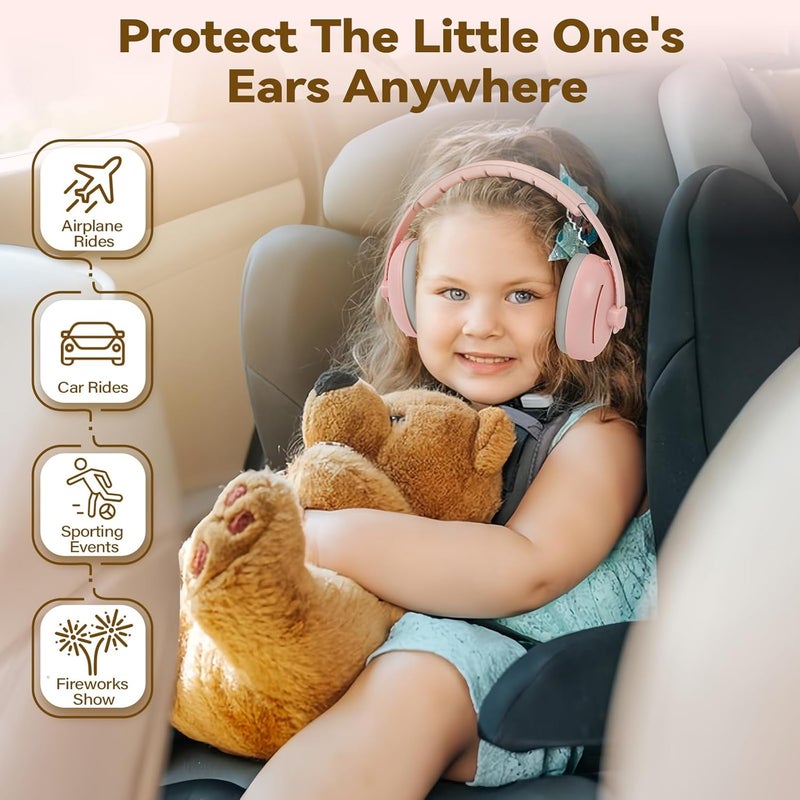 DITHIN Store Baby Ear Muffs Noise Protection, 2-In-1 Baby Noise Cancelling Headphones for 0-48 Months Infants Toddlers, Travel Essentials for Airplane Fireworks Sleeping Pink - Image 5