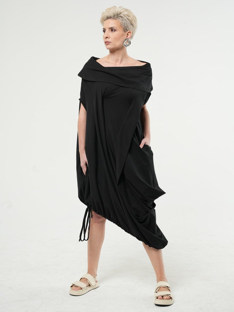 Metamorphoza Oversize Cotton Kaftan Dress In Black - Image 1