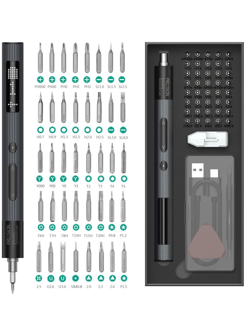 Zikra Electric Screwdriver Rechargeable 50 in 1 Precision Screwdriver Set Power Repair Tool Kit with 40 Bits Power Display, 3 Adjustable Torque LED Lights Magnetizer for Phone Camera Watch - Image 1