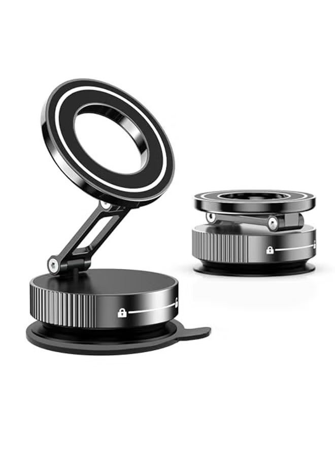 Vacuum Magnetic Suction Cup Phone Mount 360° Rotation Base HandsFree Adjustable Magnetic Car Phone Holder Magnetic Phone Holder Suitable for Car/Gym/Mirror/Smooth Surface - Image 1