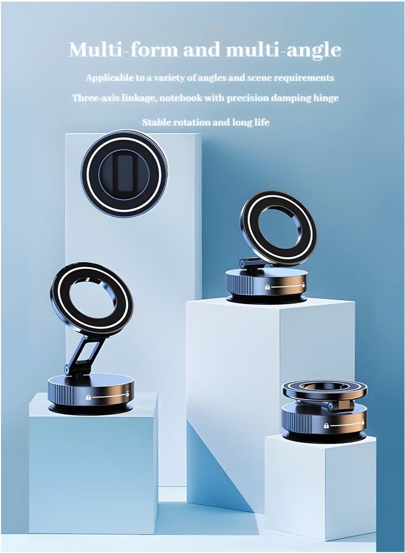 Vacuum Magnetic Suction Cup Phone Mount 360° Rotation Base HandsFree Adjustable Magnetic Car Phone Holder Magnetic Phone Holder Suitable for Car/Gym/Mirror/Smooth Surface - Image 3