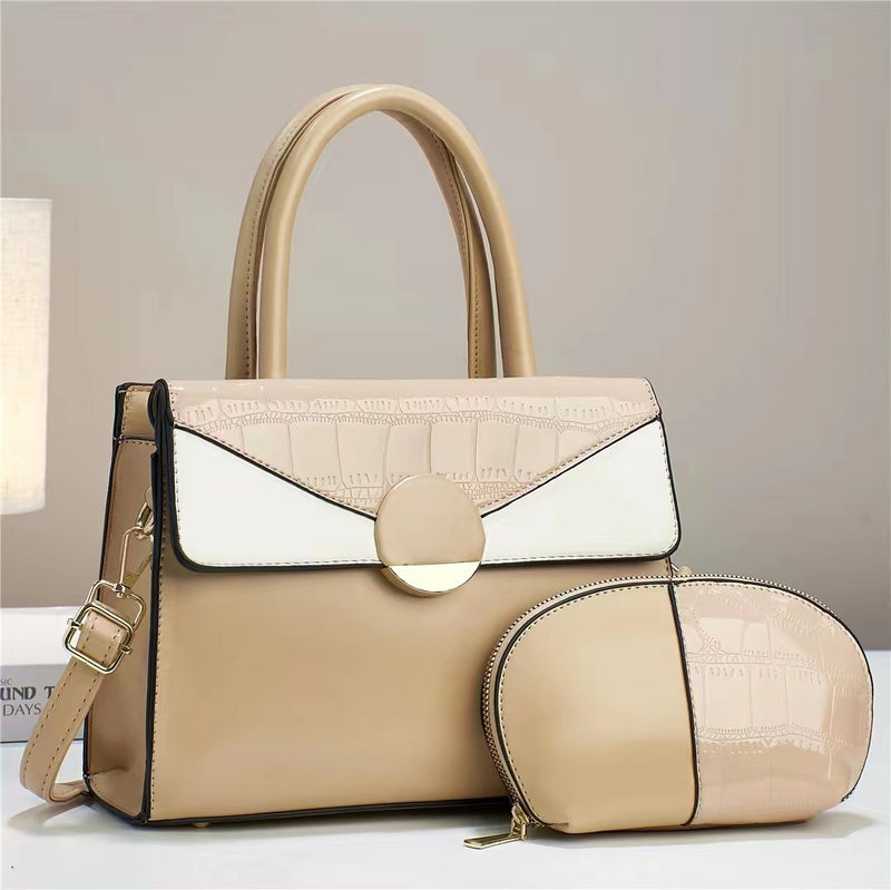 New Fashion 2023 Stitching Contrast Color Korean Style Large Capacity Mother And Child Bag Textured Shoulder Crossbody Portable Women'S Bag - Image 1
