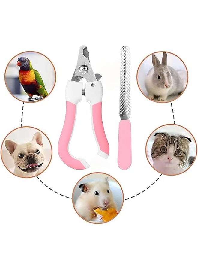 مقص أظافر القطط من قطعتين للمبتدئين والمصففين - مقص أظافر متين للحيوانات الأليفة - لوازم مع واقي أمان، لتجنب الإفراط في القطع - أداة تزيين للحيوانات الصغيرة والكلاب الصغيرة والقطط والأرانب والطيور والقطط الصغيرة (وردي) - Image 2