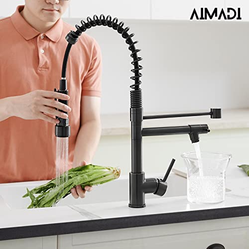 AIMADI Oil Rubbed Bronze Kitchen Faucet,AIMADI Commercial Style Spring Kitchen Sink Faucet,Modern Single Handle Single Hole Kitchen Faucets with Pull Down Sprayer - Image 2
