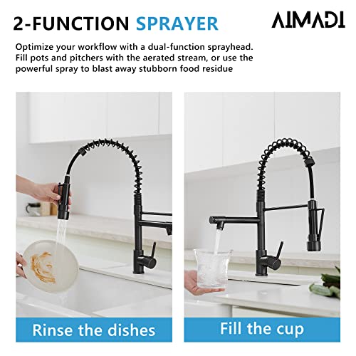 AIMADI Oil Rubbed Bronze Kitchen Faucet,AIMADI Commercial Style Spring Kitchen Sink Faucet,Modern Single Handle Single Hole Kitchen Faucets with Pull Down Sprayer - Image 5