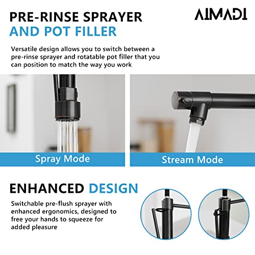 AIMADI Oil Rubbed Bronze Kitchen Faucet,AIMADI Commercial Style Spring Kitchen Sink Faucet,Modern Single Handle Single Hole Kitchen Faucets with Pull Down Sprayer - Image 3