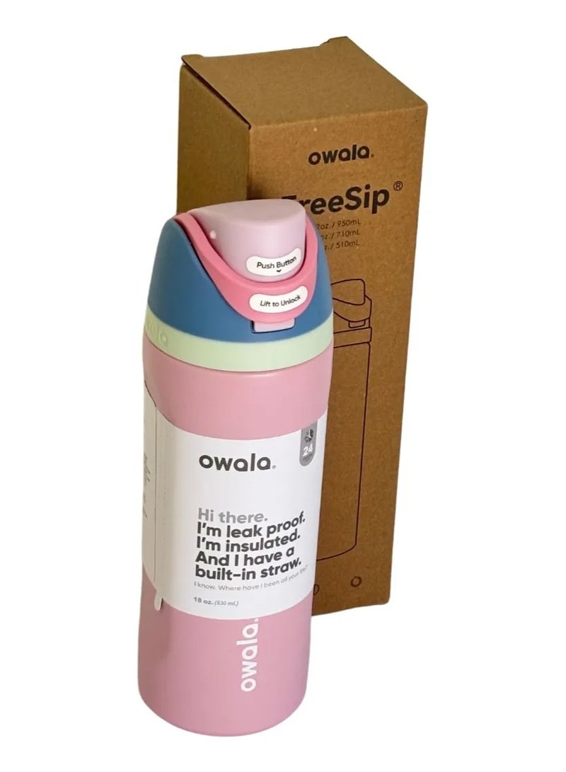 زجاجة مياه معزولة من الفولاذ المقاوم للصدأ من أوالا فري سيب مع شفاطة، مانعة للتسرب وخالية من مادة BPA، سعة 27 أونصة، قطعة واحدة (لون وردي فاتح) - Image 3