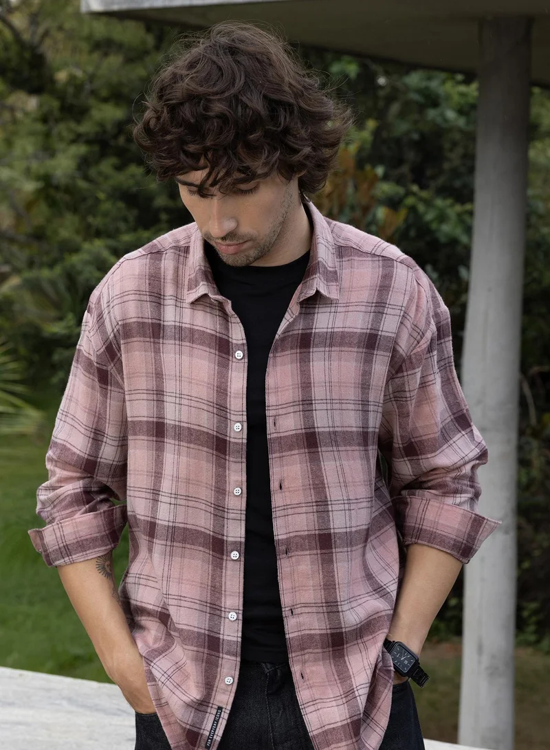CAHOOT Men's Multi Checkered Regular Shirt For Casual Wear | Collared Neck | Long Sleeve | Button Closure | Cotton Blend Shirt Crafted With Comfort Fit For Everyday Wear (3793)