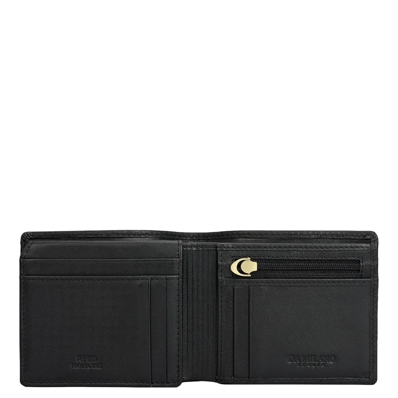 Da Milano Black Bifold Leather Mens Wallet