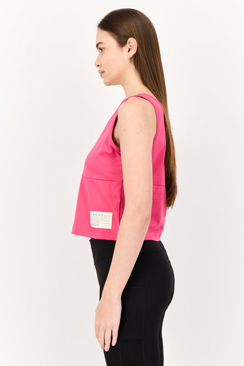 TRIBE OF 6 Women Sportswear Fit Sleeveless Training Tank Top, Pink  - Image 2