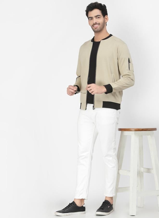 PAUSE Men Beige Regular Fit Contrast Trim Jacket - Image 2