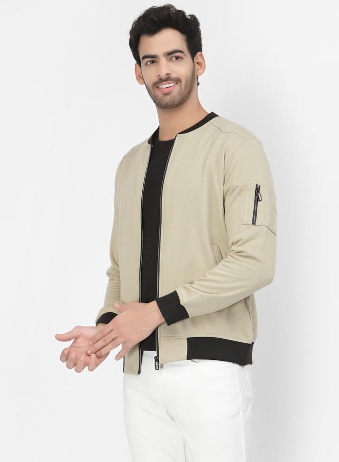 PAUSE Men Beige Regular Fit Contrast Trim Jacket - Image 3