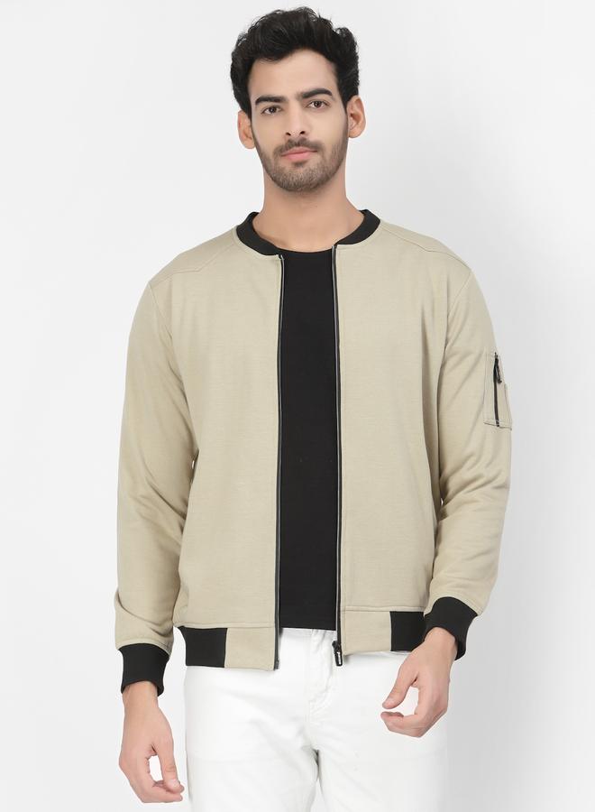 PAUSE Men Beige Regular Fit Contrast Trim Jacket - Image 1