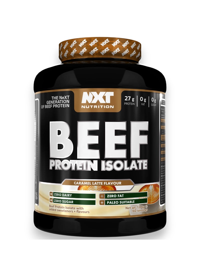 NXT Nutrition - Beef Protein Isolate, Caramel Latte Flavour, 1.8kg, 60 Servings - Image 1