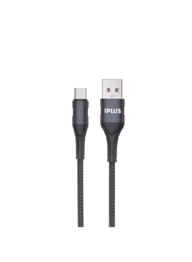 آي بلس ✅ العنوان 1: كابل الشحن فائق السرعة iPLUS iP-250 (USB-A إلى Type-C) - نقل بيانات وشحن عالي السرعة بقدرة 60 واط - Image 1