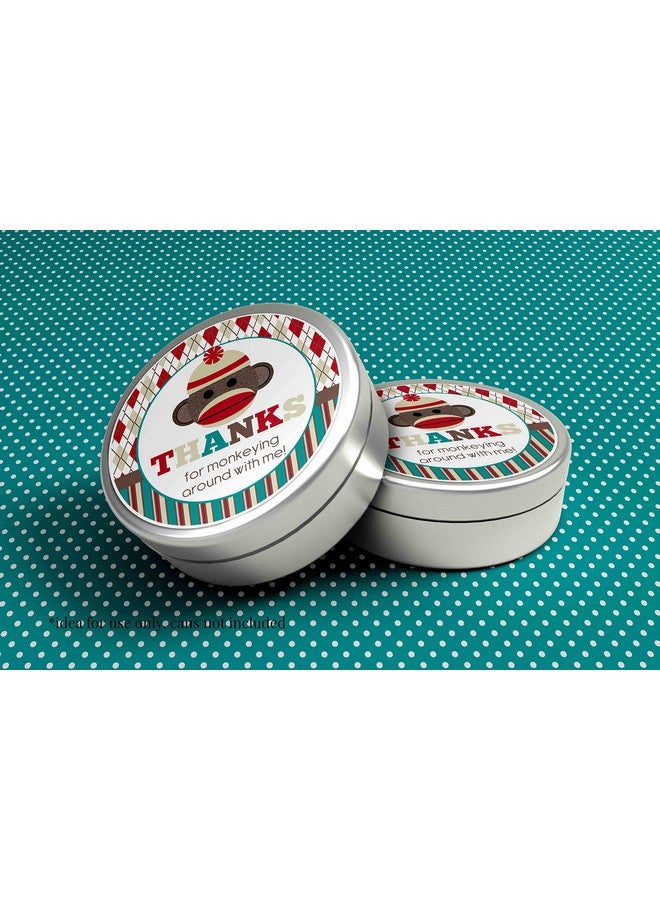 Amanda Creation Sock Monkey Birthday Thank You Sticker Labels For Kids 40 2" Party Circle Stickers By Amandacreation Great For Party Favors Envelope Seals & Goodie Bags - Image 4