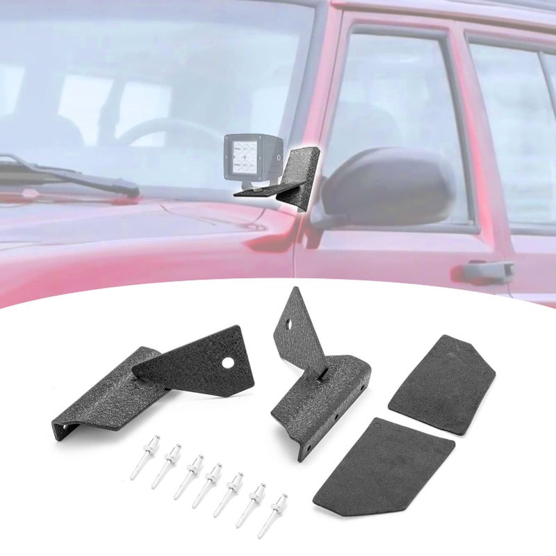 Generic WeiSen Lower Windshield A Pillar LED Ditch Light Mounting Brackets Compatible with 1984-2001 Jeep Cherokee XJ & 1986-1992 Comanche MJ 4WD/2WD  - Image 1