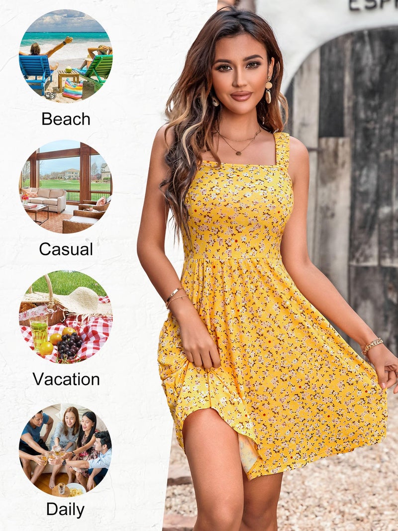 HUHOT Plus Size Summer Dresses Maternity Summer Dresses Wedding Guest Dresses for Women Square Neck Sundress Milkmaid Dress Graduation Dress 2026 - Image 4