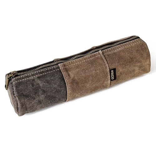 Gootium Waxed Canvas Pencil Pouch - Vintage Zippered Stationery Organizer for Pens, Pencils, and Accessories Handmade Multi-Purpose Utility Case, Tan - Image 1