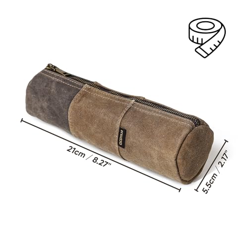 Gootium Waxed Canvas Pencil Pouch - Vintage Zippered Stationery Organizer for Pens, Pencils, and Accessories Handmade Multi-Purpose Utility Case, Tan - Image 3