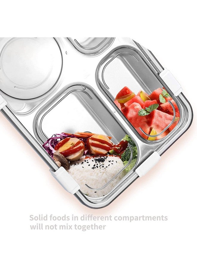 Brand Conquer Lunch Box 3 Compartment Leak-Proof BPA Free Stainless Steel for School, Lunch Box for School & Office with a Fork, a Spoon and a Pair of Chopsticks (Purple, 4 Compartment), 900 Liters - Image 5