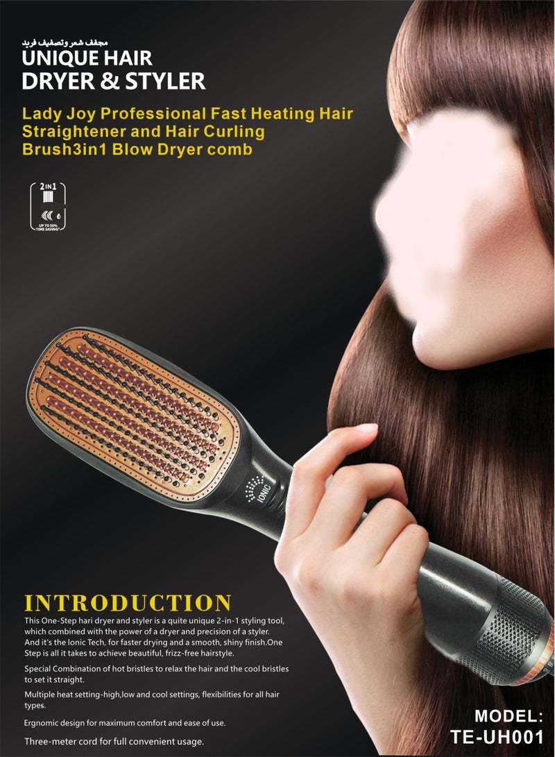 تيفونر مشط استشوار بثلاث اوضاع تشفيل. استشوار شعر سهل الاستخدام ويعمل بالكهرباء. سشوار شعر 2 في 1 يعمل ك مشط واستشوار. فرشة استشوار بقوة 1200 واط. فرشاة شعر حرارية لتنشيف  واستشوار الشعر. مشط حراري من تيفونر. - Image 4