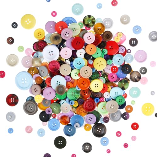 Greentime Buttons for Craft,250~300Pcs Mixed Colors Round 2 and 4 Holes Resin Buttons for Hand-Painted Sewing DIY Crafts, Easter Egg Fillers Decorative - Image 1