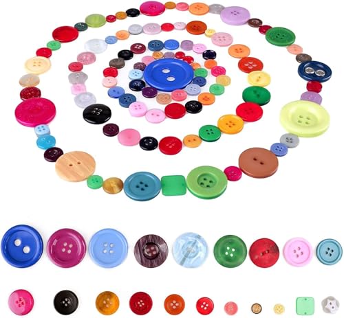 Greentime Buttons for Craft,250~300Pcs Mixed Colors Round 2 and 4 Holes Resin Buttons for Hand-Painted Sewing DIY Crafts, Easter Egg Fillers Decorative - Image 4