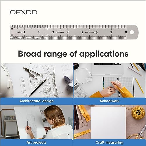 OFXDD Stainless Steel Metal Flexible Rulers - 8 Inch (20 cm) - Pack of 2 - Metal Flexible Ruler Inches & Centimeters - Metric and Standard Classic Stainless Steel Flexible Rulers - Image 5