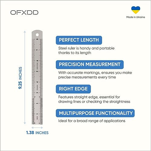 OFXDD Stainless Steel Metal Flexible Rulers - 8 Inch (20 cm) - Pack of 2 - Metal Flexible Ruler Inches & Centimeters - Metric and Standard Classic Stainless Steel Flexible Rulers - Image 3
