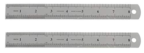 OFXDD Stainless Steel Metal Flexible Rulers - 8 Inch (20 cm) - Pack of 2 - Metal Flexible Ruler Inches & Centimeters - Metric and Standard Classic Stainless Steel Flexible Rulers - Image 1