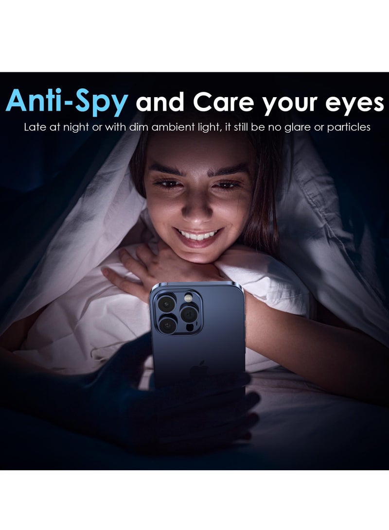 بورتوني واقي شاشة للخصوصية لهاتف iPhone 16 Pro مقاس 6.3 بوصة مضاد للتجسس لهاتف iPhone 16 Pro واقي شاشة من الزجاج المقسى وتغطية عالية الدقة خالية من الفقاعات وسهلة التركيب - Image 3