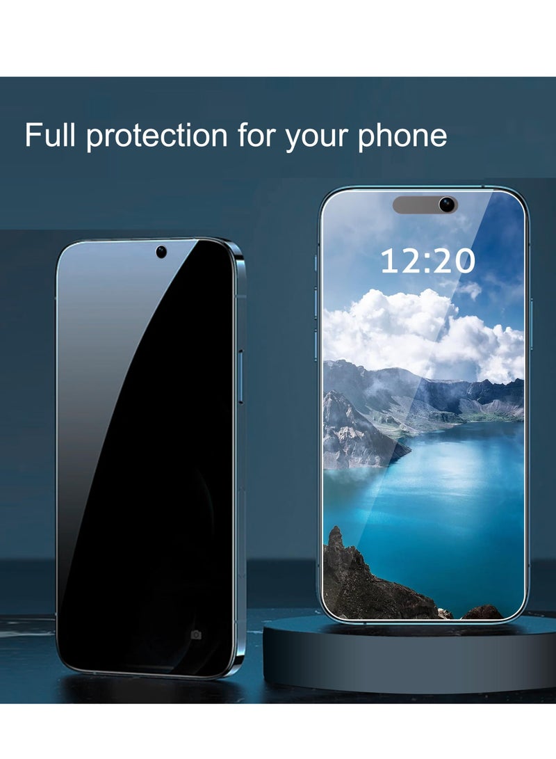 بورتوني واقي شاشة للخصوصية لهاتف iPhone 16 Pro مقاس 6.3 بوصة مضاد للتجسس لهاتف iPhone 16 Pro واقي شاشة من الزجاج المقسى وتغطية عالية الدقة خالية من الفقاعات وسهلة التركيب - Image 4