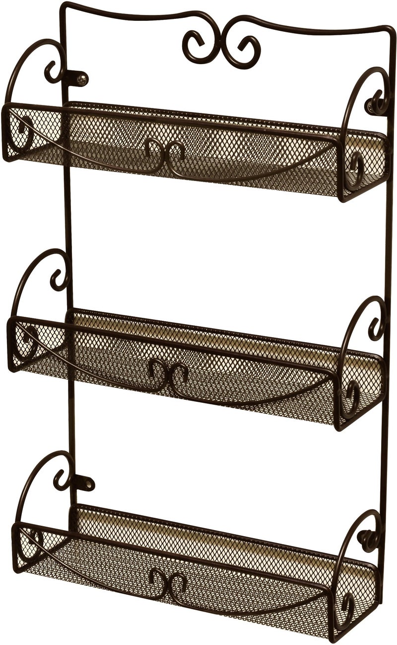 Deco Brothers 3 Tier Wall Mounted Hanging Spice Rack, Bronze - Image 1