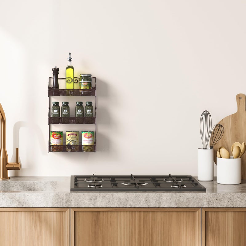 Deco Brothers 3 Tier Wall Mounted Hanging Spice Rack, Bronze - Image 2