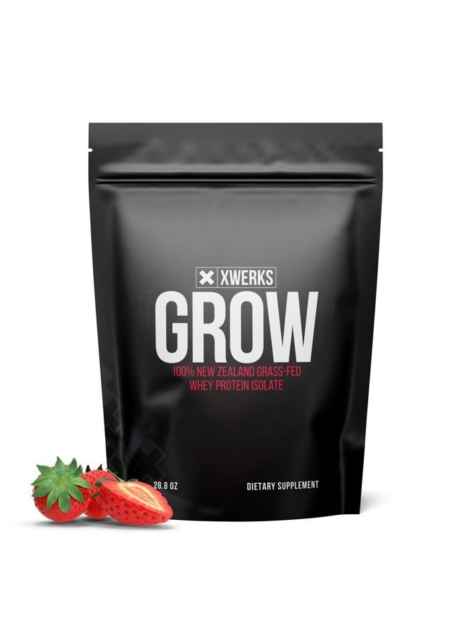 Xwerks Grow Whey Protein Powder, 25g Pure Isolate Protein from New Zealand Grass Fed Cows, Builds Strength and Speeds Recovery, Paleo and Keto Friendly, Soy and Gluten Free, Strawberry, 30 Servings - Image 1