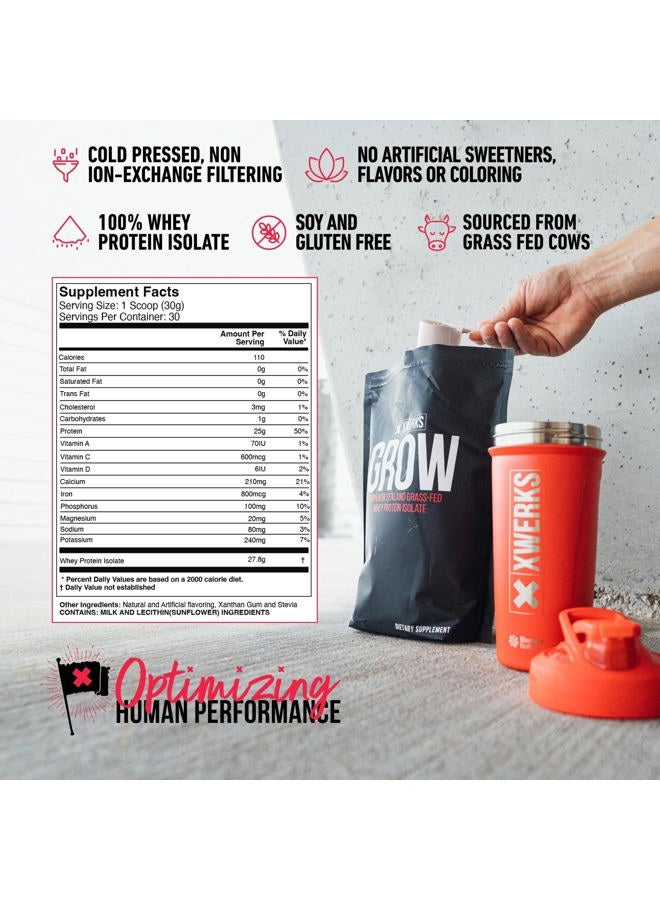 Xwerks Grow Whey Protein Powder, 25g Pure Isolate Protein from New Zealand Grass Fed Cows, Builds Strength and Speeds Recovery, Paleo and Keto Friendly, Soy and Gluten Free, Strawberry, 30 Servings - Image 2