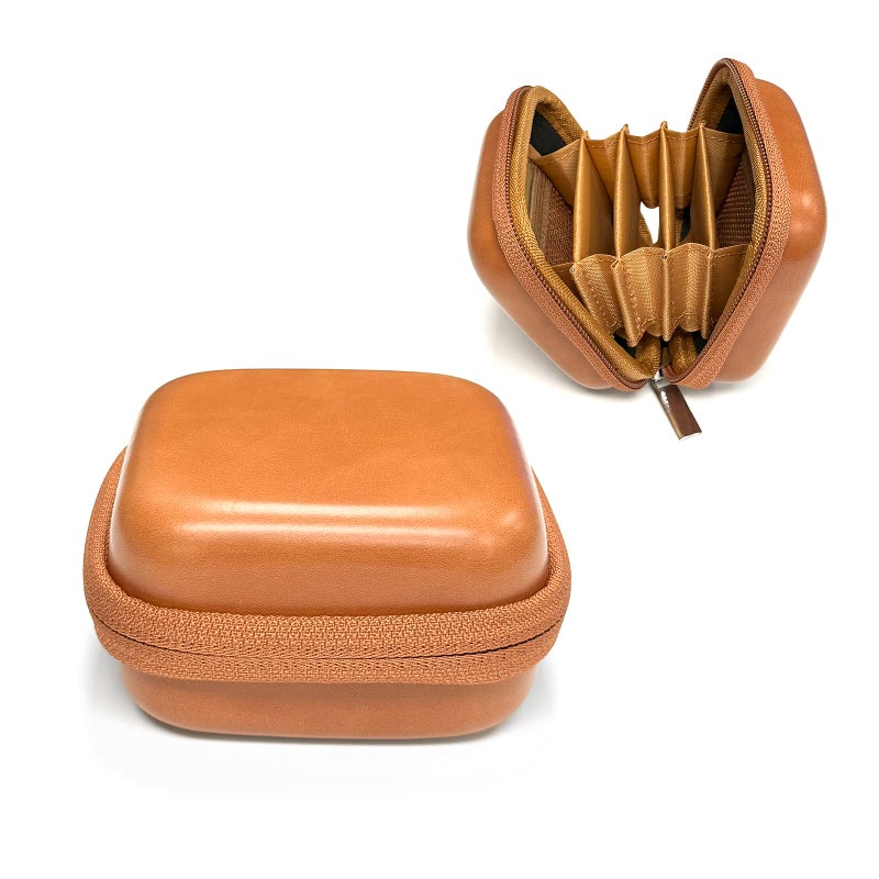 Camera Lens Filter Storage Bag - Brown 5-Pocket 67mm Max Diameter Durable Scratch-Free Protective Case with Zipper Closure Compact Lightweight for Photographers Outdoor Travel - Image 1