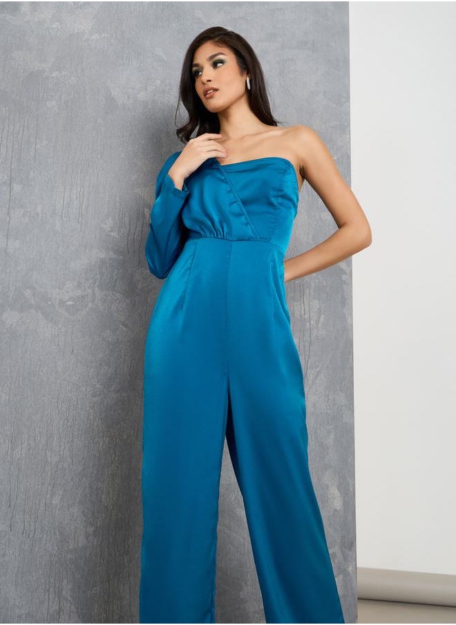 Styli - One Shoulder Neck Straight Leg Jumpsuit - Image 1