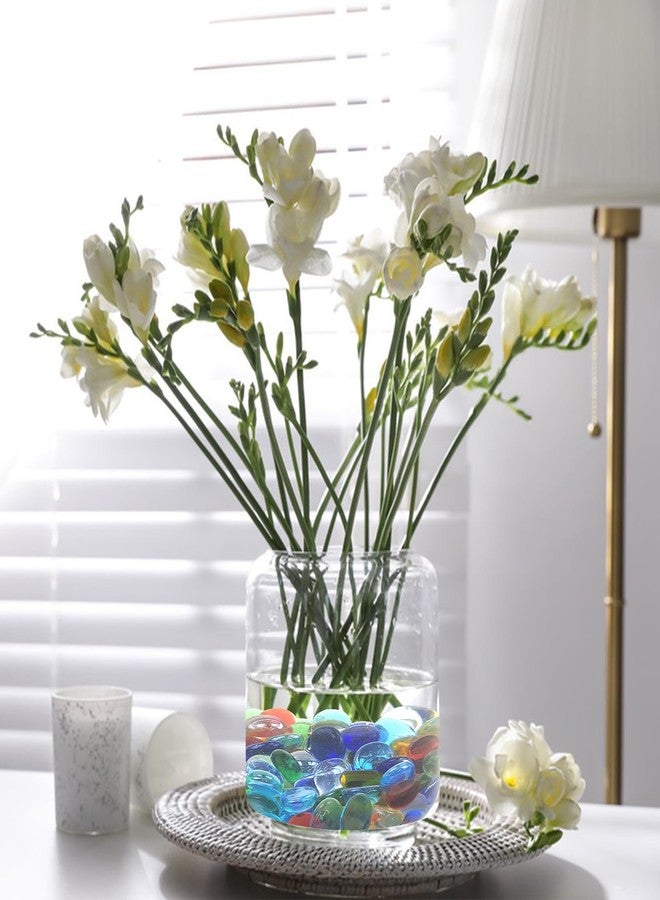 FANTIAN فانتيان، ٥ أرطال من الكرات الزجاجية المسطحة للمزهريات، ٥٠٠ قطعة من خرز مانكالا بألوان متنوعة، حصى زجاجي مزخرف للمزهريات ونباتات أحواض السمك وأعمال الفسيفساء وقطع الزينة المركزية وديكور حفرة النار - Image 5