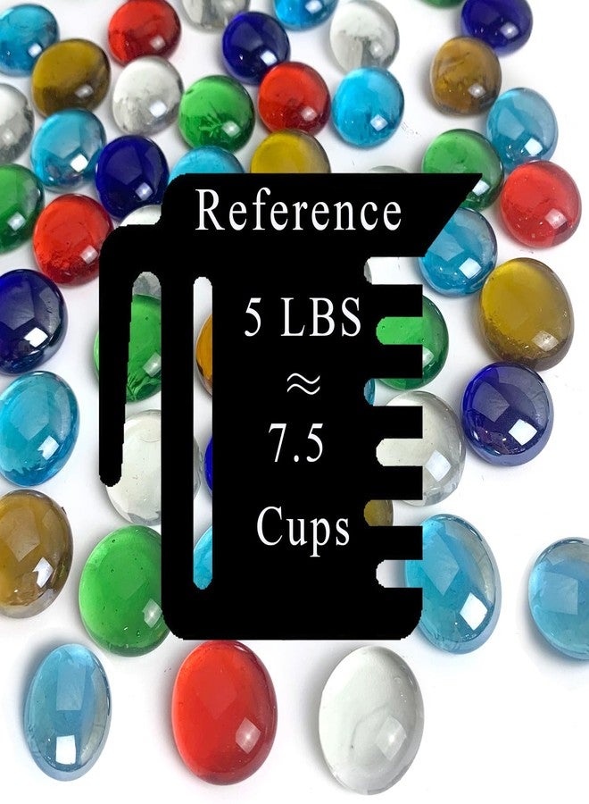 FANTIAN فانتيان، ٥ أرطال من الكرات الزجاجية المسطحة للمزهريات، ٥٠٠ قطعة من خرز مانكالا بألوان متنوعة، حصى زجاجي مزخرف للمزهريات ونباتات أحواض السمك وأعمال الفسيفساء وقطع الزينة المركزية وديكور حفرة النار - Image 3